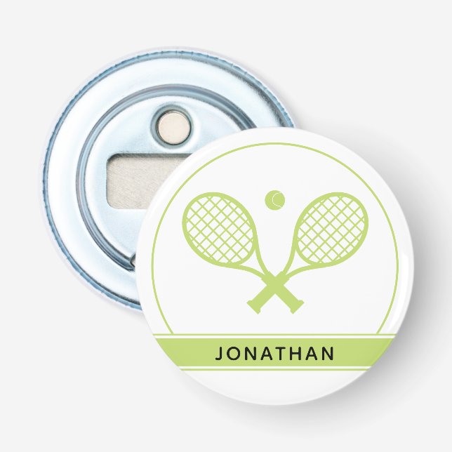 Personalisiertes Elegantes Tennis Racket und Ball  Flaschenöffner (Vorderseite)