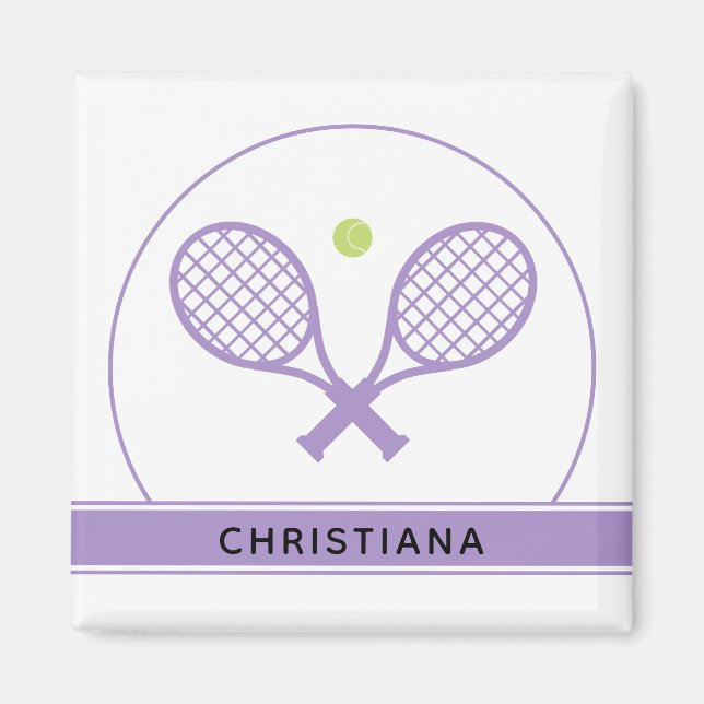 Personalisiertes Elegantes Tennis Racket und Ball  Magnet (Vorne)