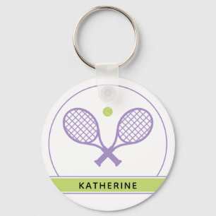Personalisiertes Elegantes Tennis Racket und Ball Schlüsselanhänger