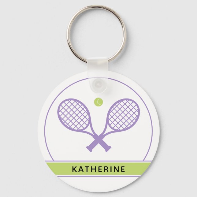 Personalisiertes Elegantes Tennis Racket und Ball  Schlüsselanhänger (Vorderseite)