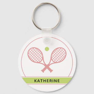 Personalisiertes Elegantes Tennis Racket und Ball Schlüsselanhänger