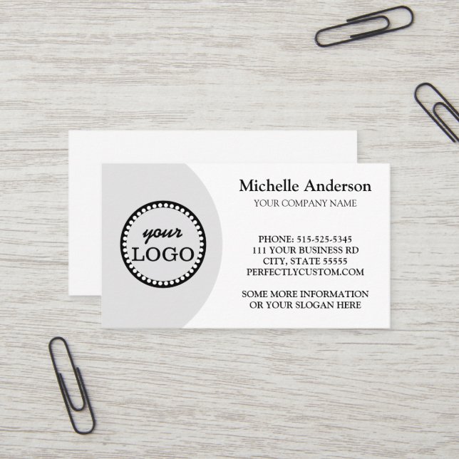 Personalisiertes, elegantes und minimalweißes Logo Visitenkarte (Vorderseite/Rückseite Beispiel)