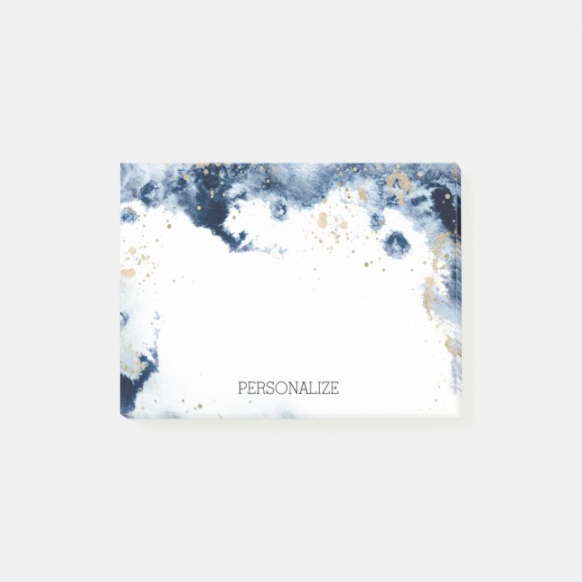 Personalisiertes Elegantes Wasser Gold Navy Blau Post-it Klebezettel (Vorderseite)