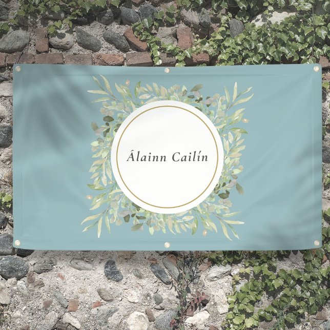 Personalisiertes Elegantes Wasserfarbenfolie Banner (Personalized Elegant Watercolor Greenery Foliage Banner)