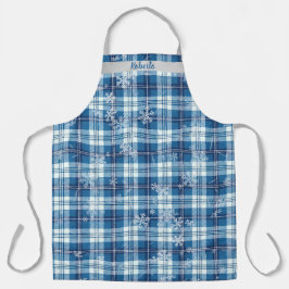 Personalisiertes Elegantes Weihnachts-Blau Kariert Schürze