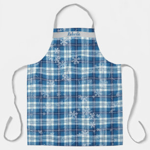 Personalisiertes Elegantes Weihnachts-Blau Kariert Schürze