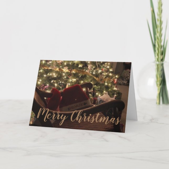 Personalisiertes elegantes Weihnachtsbaumdesign Feiertagskarte (Vorderseite)