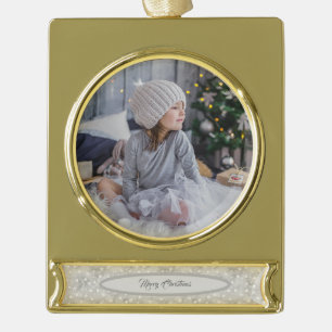 Personalisiertes elegantes Weihnachtsmuster Banner-Ornament Gold