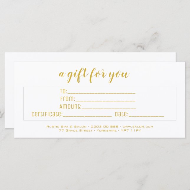 Personalisiertes elegantes White & Gold Script-Ges (Vorne/Hinten)