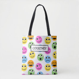 Personalisiertes Emojis sieht farbenfroh Gemustert Tasche