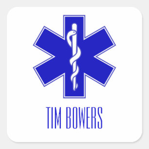 Personalisiertes EMT-Star of Life-Symbol Quadratischer Aufkleber