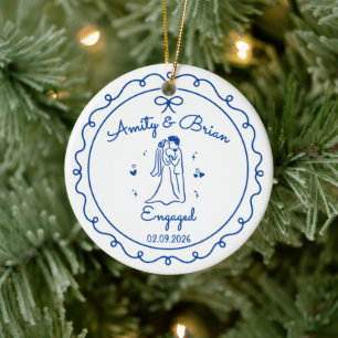 Personalisiertes Engagement-Keramik-Ornament, Paar Keramik Ornament