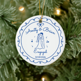 Personalisiertes Engagement-Keramik-Ornament, Paar Keramik Ornament