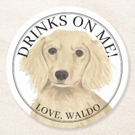 Personalisiertes Englisch Cream Dackel Hunde Hochz Runder Pappuntersetzer