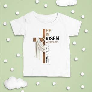 Personalisiertes Er ist auferstanden Vintage-Oster Baby T-shirt