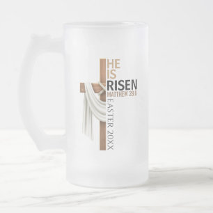 Personalisiertes Er ist auferstanden Vintage-Oster Mattglas Bierglas