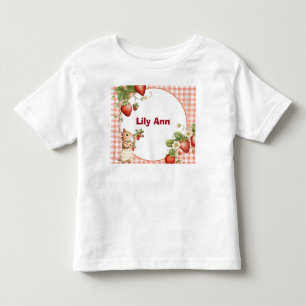 Personalisiertes Erdbeere & Kleiner Maus Kinder T- Kleinkind T-shirt
