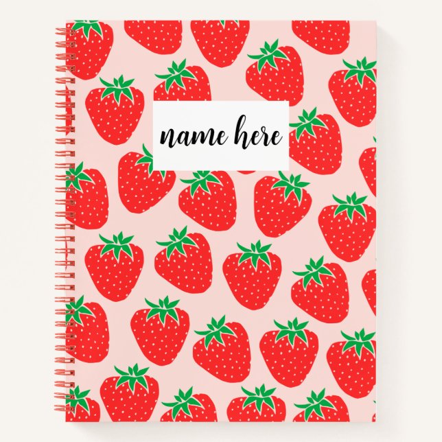 Personalisiertes Erdbeeren-Checkliste-Notebook Notizbuch (Vorderseite)