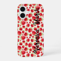 Personalisiertes Erdbeeren Fun iPhone 16 Glossy Ge