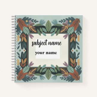 Personalisiertes, erdiger botanischer Rahmen Notiz Notizbuch