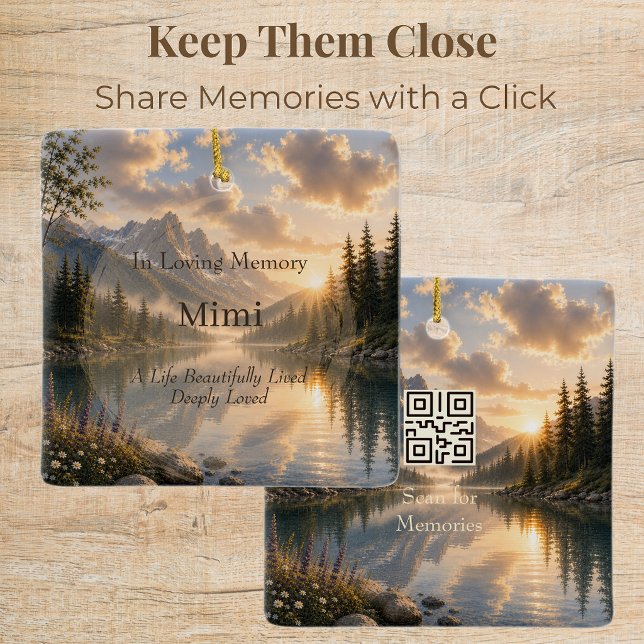 Personalisiertes Erinnerungs-QR-Code-Ornament Keramikornament (Memorial ornament with customizable QR code linking to treasured memories and heartfelt tributes.)