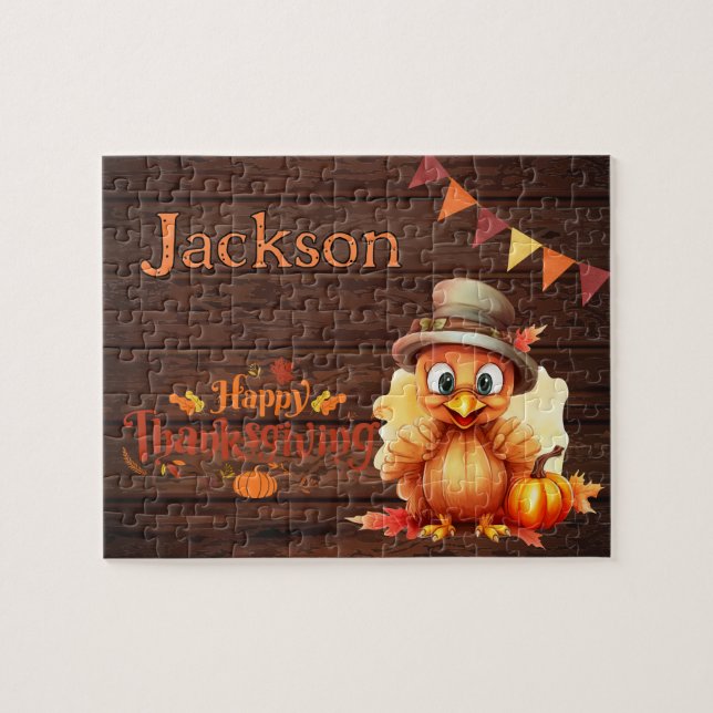 Personalisiertes Erntedank-Kindernamen-Puzzle (Horizontal)