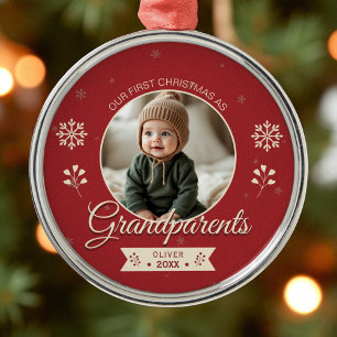 Personalisiertes Erstes Foto Großeltern Ornament Aus Metall