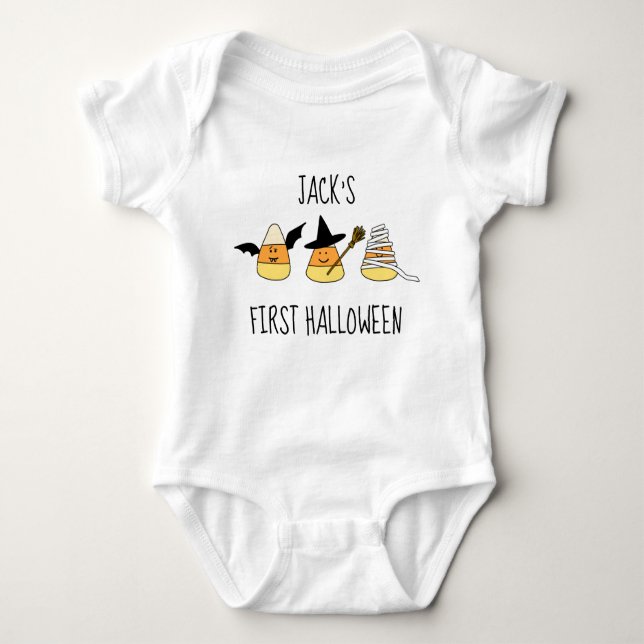 Personalisiertes erstes Halloween Baby Strampler (Vorderseite)
