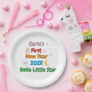 Personalisiertes erstes Neujahr des Babys – Süßes  Pappteller