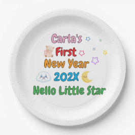 Personalisiertes erstes Neujahr des Babys – Süßes Pappteller