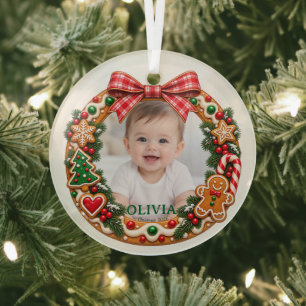 Personalisiertes erstes Weihnachten 2026 Lebkuchen Ornament Aus Glas