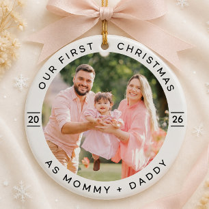 Personalisiertes erstes Weihnachten als Eltern Fot Keramik Ornament