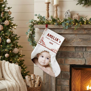 Personalisiertes erstes Weihnachten Baby Beeren-Fo Großer Weihnachtsstrumpf