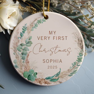 Personalisiertes erstes Weihnachten Boho für Babys Keramik Ornament