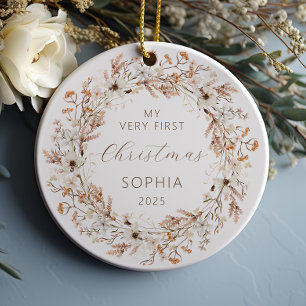 Personalisiertes erstes Weihnachten des Babys Boho Keramik Ornament