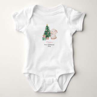 Personalisiertes erstes Weihnachten des Babys Hase Baby Strampler