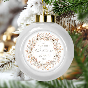 Personalisiertes erstes Weihnachten des Babys mit  Keramik Kugel-Ornament