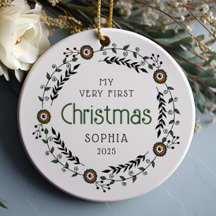 Personalisiertes erstes Weihnachten des Babys Nord Keramik Ornament