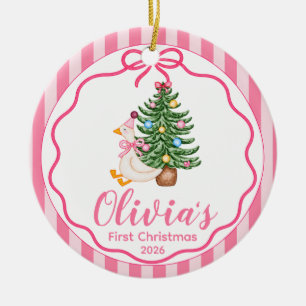 Personalisiertes erstes Weihnachten für Baby Mädch Keramik Ornament