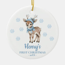 Personalisiertes erstes Weihnachten für Babyhirsch Keramik Ornament