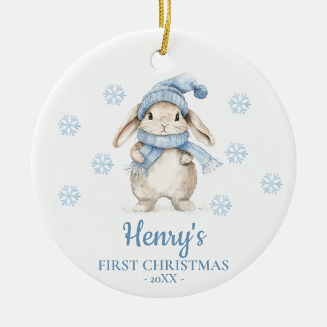 Personalisiertes erstes Weihnachten für Babys - Ha Keramik Ornament (Vorne)