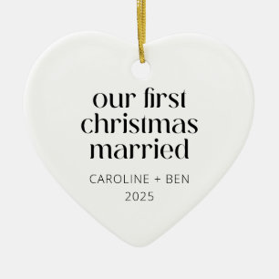 Personalisiertes erstes Weihnachten verheiratet Fo Keramik Ornament