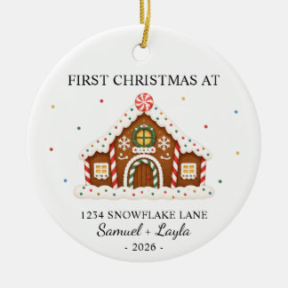 Personalisiertes erstes Weihnachts-Lebkuchenhäusch Keramik Ornament