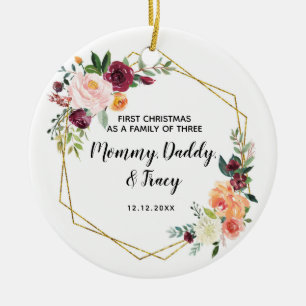 Personalisiertes Erstes Weihnachtsfest als Familie Keramik Ornament