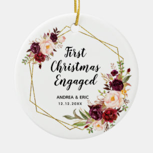 Personalisiertes erstes Weihnachtsfest Verlobt Keramik Ornament