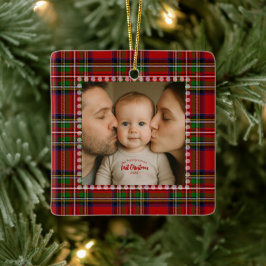 Personalisiertes erstes Weihnachtsfoto  Keramikornament