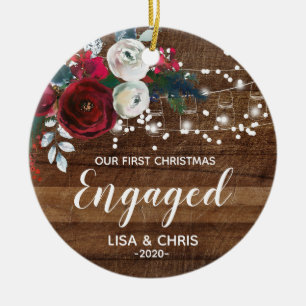 Personalisiertes erstes Weihnachtsverlobte Keramik Ornament