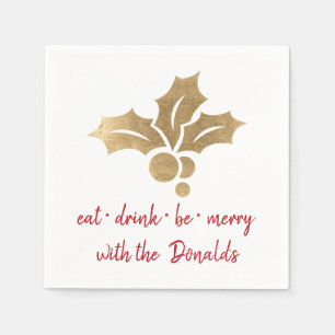 Personalisiertes Essen Drink sei Merry Red Gold St Serviette