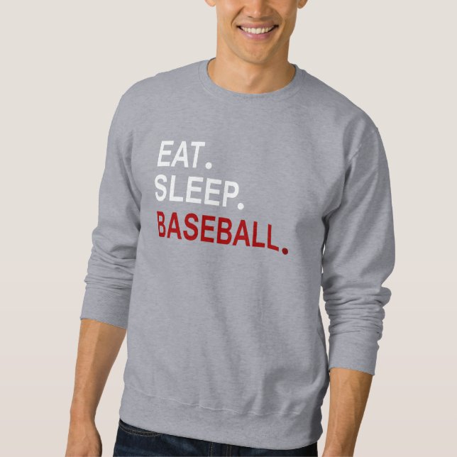 Personalisiertes Essen Schlaf Baseball Sweatshirt (Vorderseite)