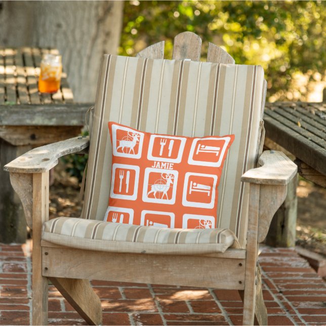 Personalisiertes Essen Schlafen Orange Pillow Kissen (Stuhl)